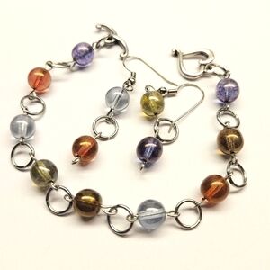 Beaded Glass Bracelet and Earring Set
